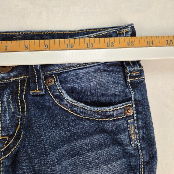 Silver Jeans‎ Aiko Capri W25 Dark Wash Cuffed Denim Stretch Cropped Jeans - Picture 9 of 11